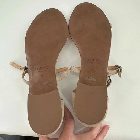 J crew womens sandals size 10 taupe Italian suede t-strap gladiator - Picture 7 of 12